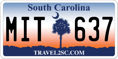 SC license plate MIT637
