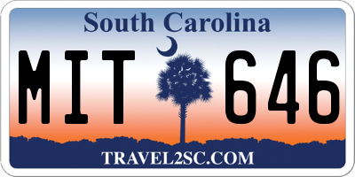 SC license plate MIT646