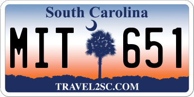 SC license plate MIT651