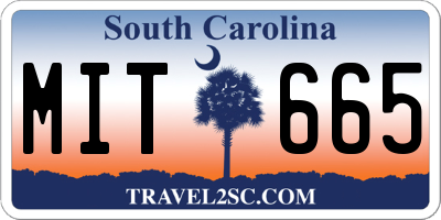 SC license plate MIT665