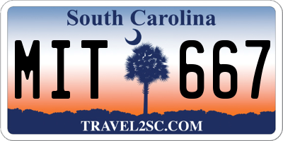 SC license plate MIT667