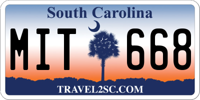 SC license plate MIT668