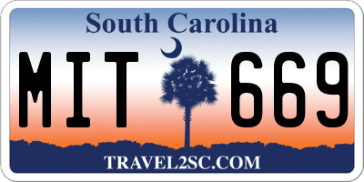 SC license plate MIT669
