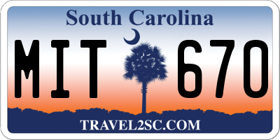 SC license plate MIT670