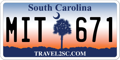 SC license plate MIT671