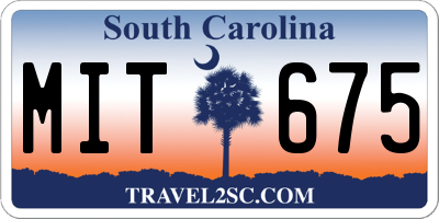 SC license plate MIT675