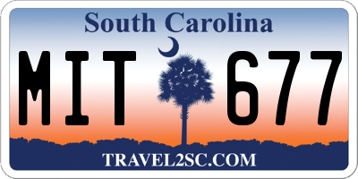 SC license plate MIT677