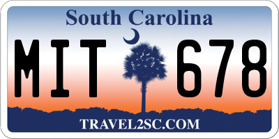 SC license plate MIT678