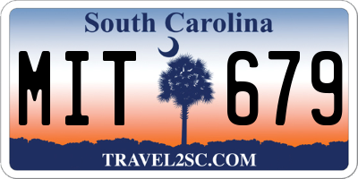 SC license plate MIT679
