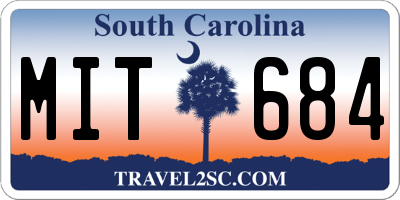 SC license plate MIT684