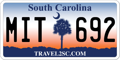 SC license plate MIT692