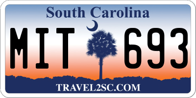 SC license plate MIT693
