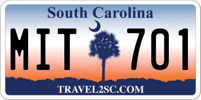 SC license plate MIT701