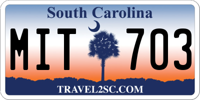 SC license plate MIT703