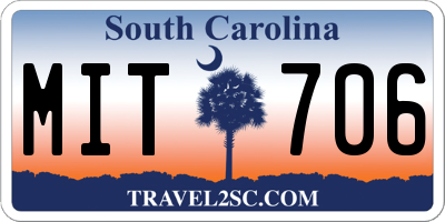 SC license plate MIT706