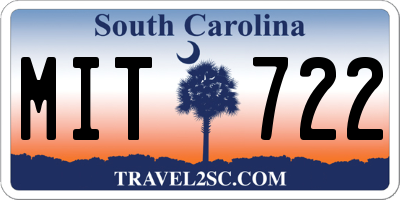 SC license plate MIT722