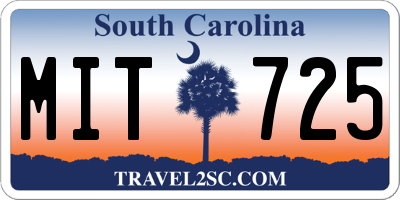 SC license plate MIT725