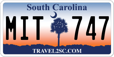 SC license plate MIT747