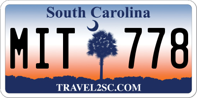 SC license plate MIT778