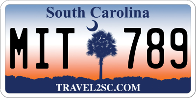 SC license plate MIT789
