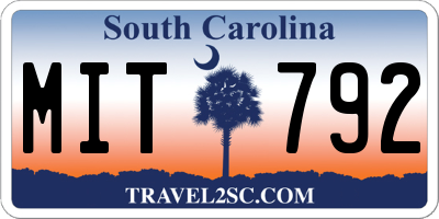 SC license plate MIT792