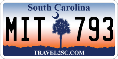 SC license plate MIT793