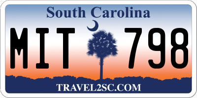 SC license plate MIT798