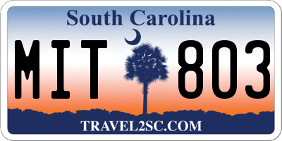 SC license plate MIT803