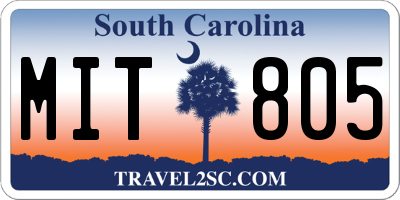 SC license plate MIT805