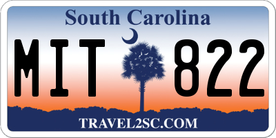 SC license plate MIT822