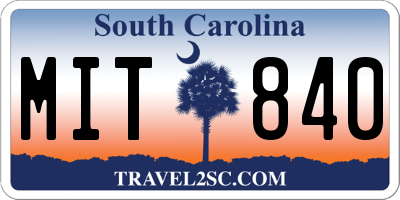SC license plate MIT840