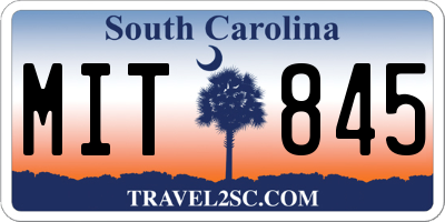 SC license plate MIT845