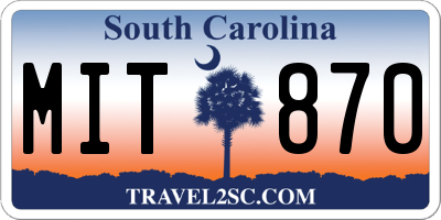 SC license plate MIT870