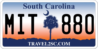 SC license plate MIT880