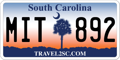 SC license plate MIT892