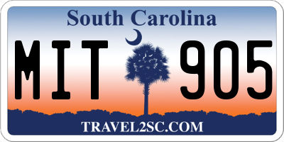 SC license plate MIT905