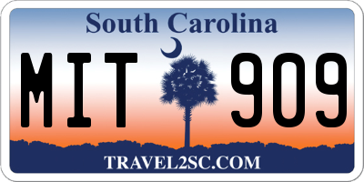 SC license plate MIT909