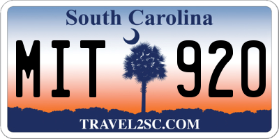 SC license plate MIT920
