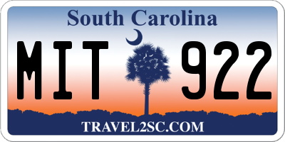 SC license plate MIT922