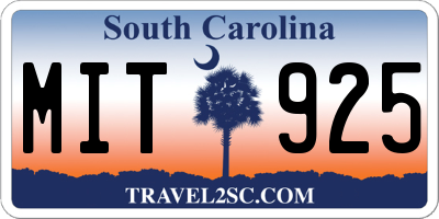 SC license plate MIT925