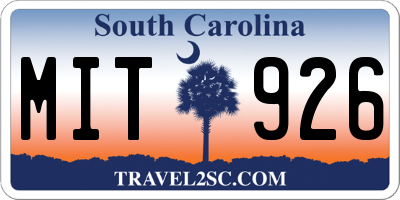 SC license plate MIT926