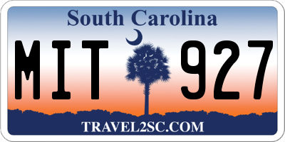 SC license plate MIT927