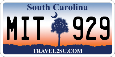SC license plate MIT929