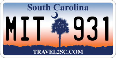 SC license plate MIT931