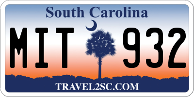 SC license plate MIT932