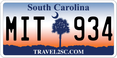 SC license plate MIT934
