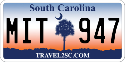 SC license plate MIT947