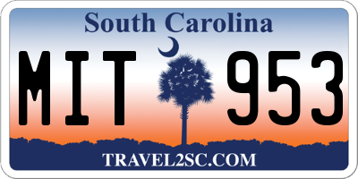 SC license plate MIT953