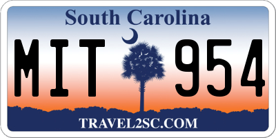 SC license plate MIT954
