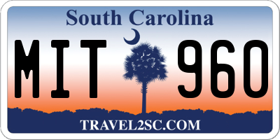 SC license plate MIT960